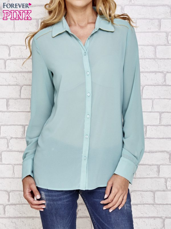 Wholesale Mint mist shirt with decorative trim