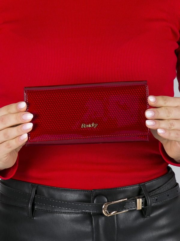 Wholesale Red Patent Leather Wallet in 3D Pattern