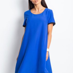 Wholesale Trapezoidal cocktail dress with tulle cobalt insert