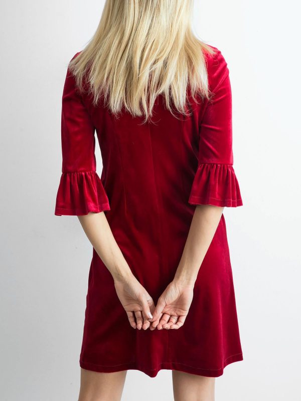 Wholesale Burgundy velour women's dress