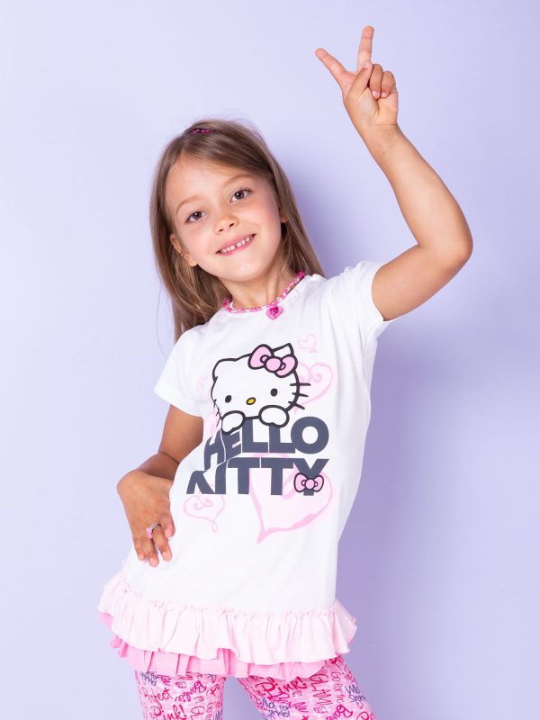 Wholesale White tunic for girl HELLO KITTY