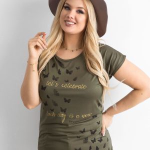 Wholesale Khaki T-shirt for women with print plus size