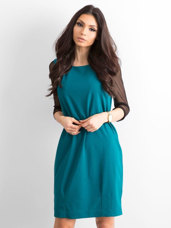 Wholesale Women's dress with transparent sleeves green