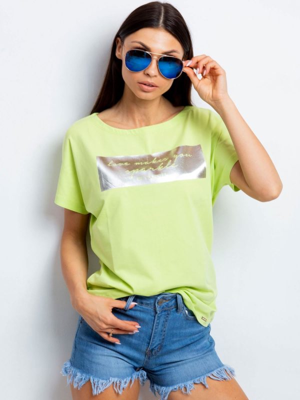 Wholesale Lime T-shirt with glossy print