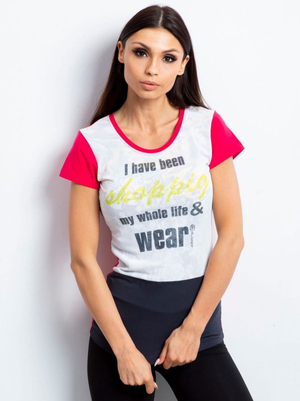 Wholesale Pink T-shirt with text print