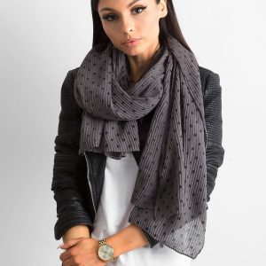 Wholesale Graphite pleated polka dot scarf