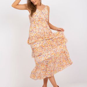 Wholesale Ecru maxi dress with flounces