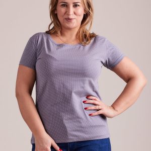 Wholesale Grey polka dot t-shirt PLUS SIZE