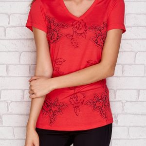 Wholesale T-shirt with vegetable motif dark coral