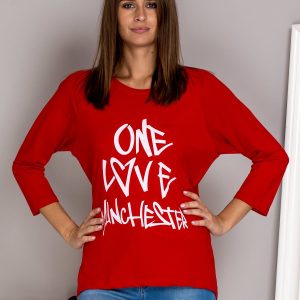 Wholesale Blouse with the inscription ONE LOVE MANCHESTER red