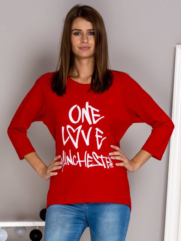 Wholesale Blouse with the inscription ONE LOVE MANCHESTER red