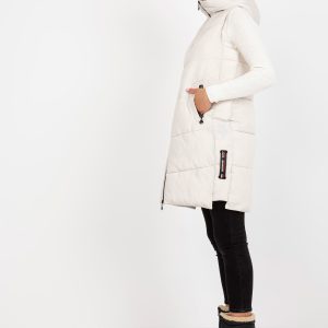 Wholesale Cream long down vest with pockets