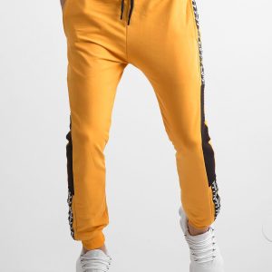 Wholesale Yellow men's sweatpants with stripes