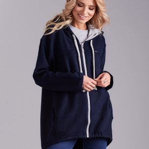 Wholesale Navy blue zipper sweatshirt for women