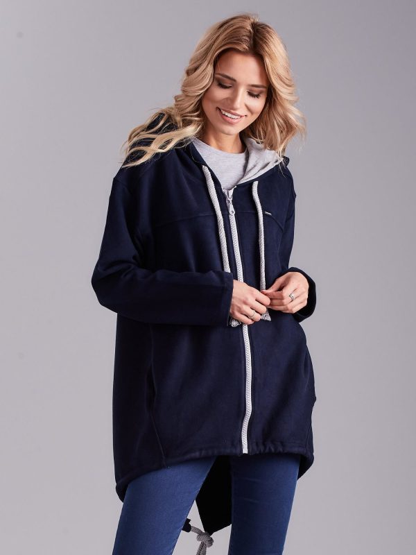 Wholesale Navy blue zipper sweatshirt for women