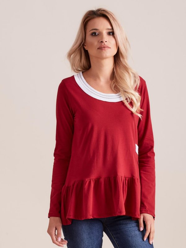 Wholesale Burgundy blouse with a basque