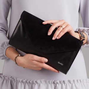 Wholesale Black clutch bag with suede flip