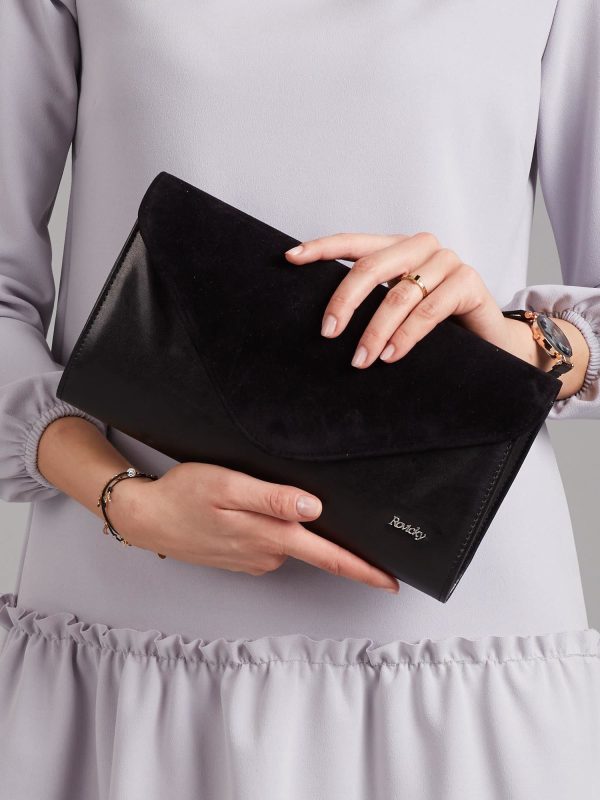 Wholesale Black clutch bag with suede flip