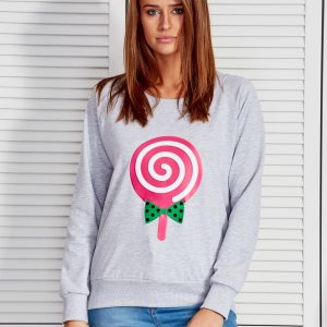 Wholesale Grey sweatshirt with lollipop