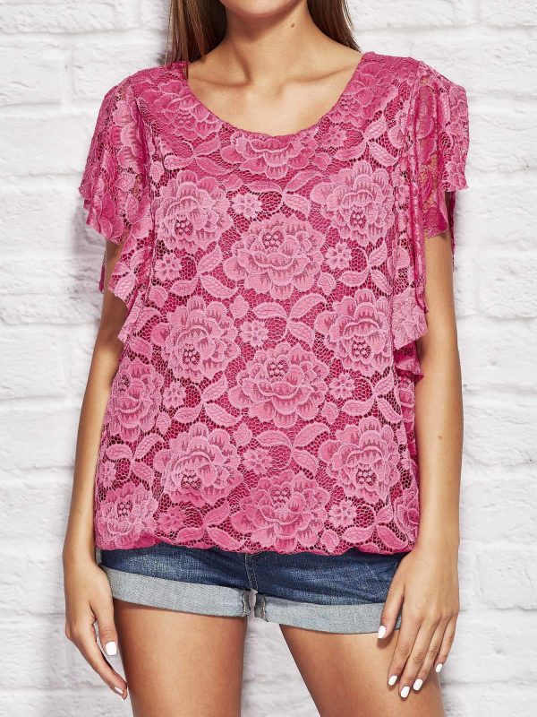 Wholesale Dark pink lace blouse for women