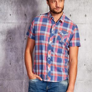 Wholesale Dark blue shirt for men in color plaid FUNK N SOUL