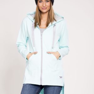 Wholesale Sweatshirt asymmetrical hoodie light blue