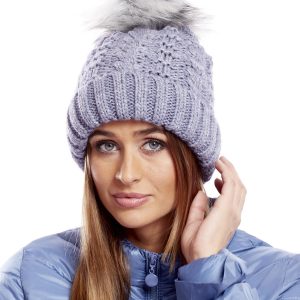 Wholesale Blue hat with fur tassel