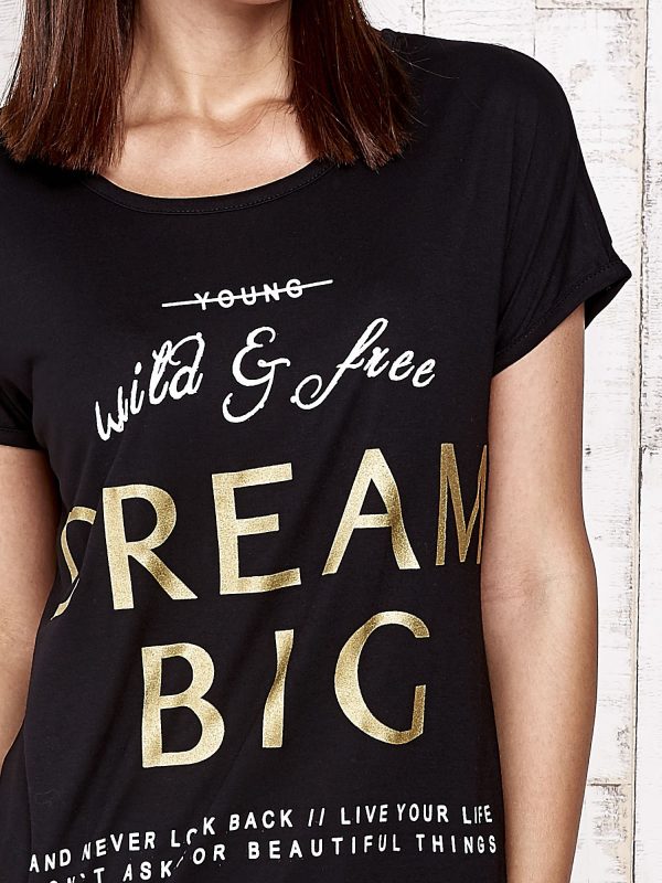 Wholesale Black T-shirt with the inscription DREAM BIG