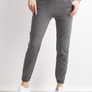 Wholesale Dark gray women's sweatpants with stripes