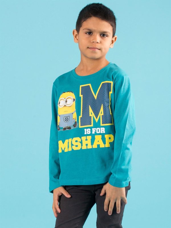 Wholesale Dark turquoise blouse with minions print