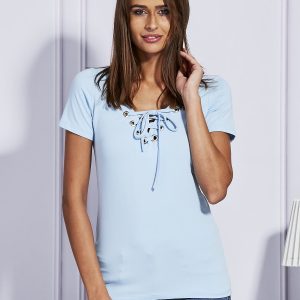 Wholesale Light blue t-shirt with binding