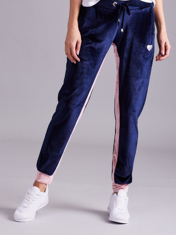 Wholesale Navy and pink velour sweatpants