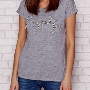 Wholesale Melange t-shirt with the inscription MYSELF grey