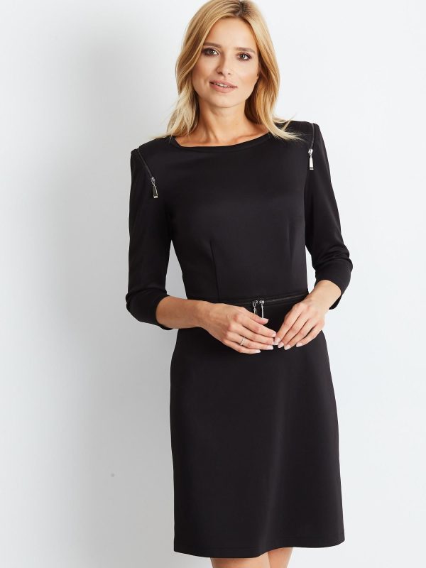 Wholesale Cocktail dress with decorative zippers black