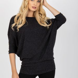 Wholesale Oversize-Graphit-Pullover with Knöpfen