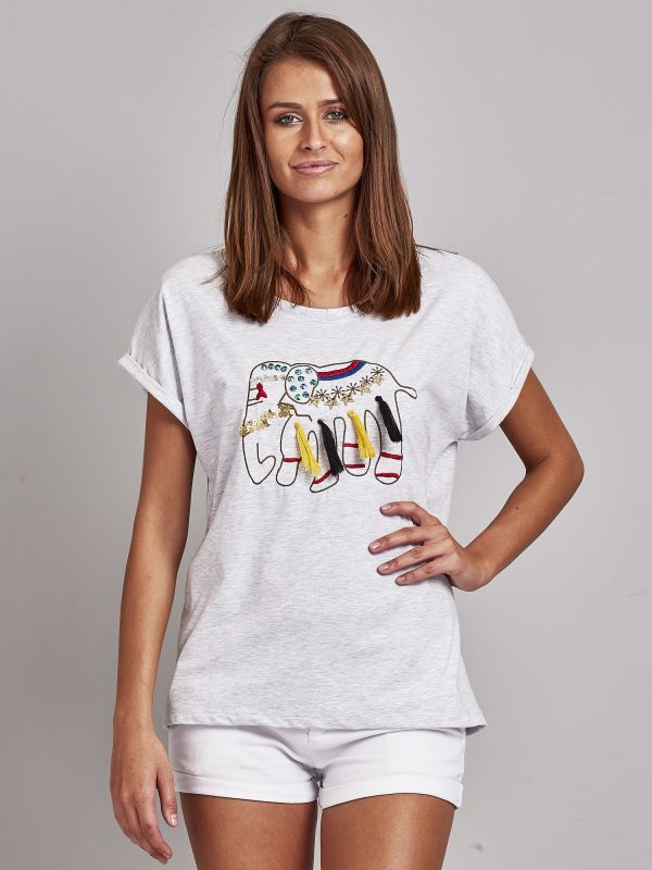 Wholesale Grey t-shirt with elephant