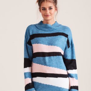 Wholesale Blue Patterned Sweater