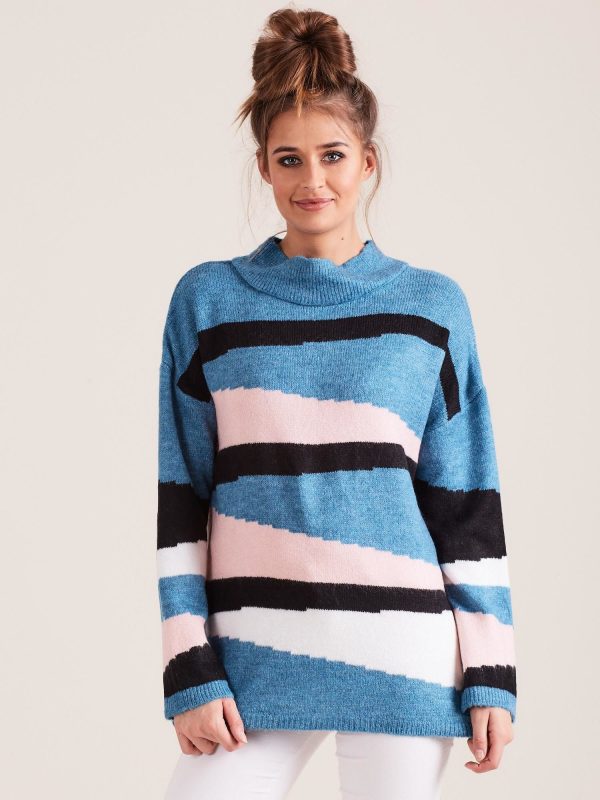 Wholesale Blue Patterned Sweater