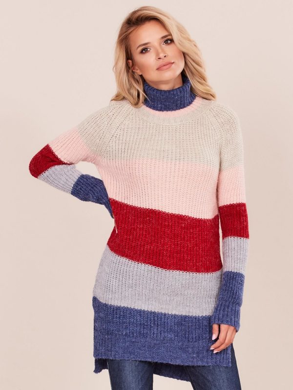 Wholesale Turtleneck sweater with stripes