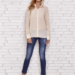 Wholesale Beige mist shirt with decorative trim