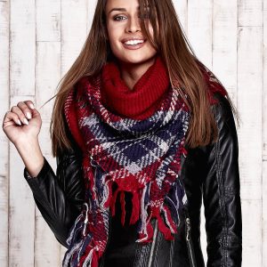 Wholesale Red knitted scarf with fringes