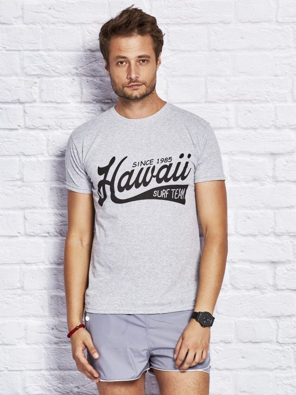 Wholesale Men's T-shirt with text motif grey