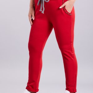 Wholesale Red sweatpants with plus size applique