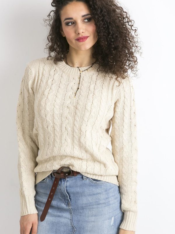 Wholesale Beige women's sweater with braids