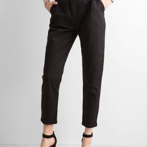 Wholesale Black trousers with high waist and belt