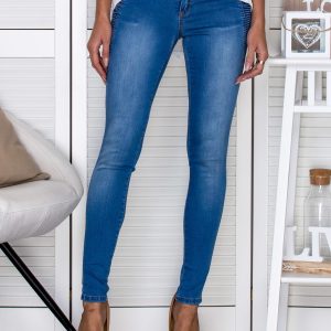 Wholesale Blue denim tube pants with ruffles