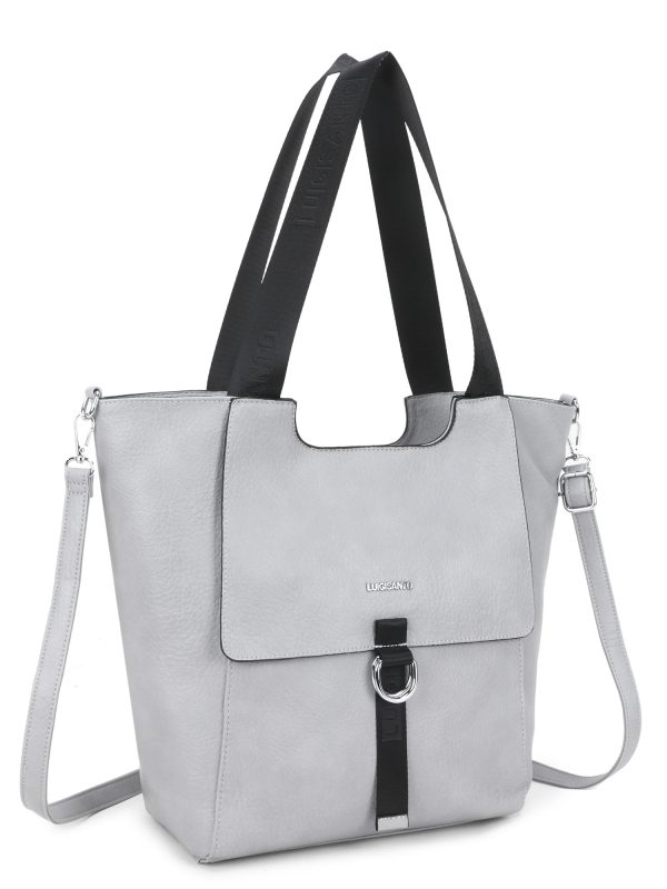 Wholesale Grey shopper bag with long strap LUIGISANTO