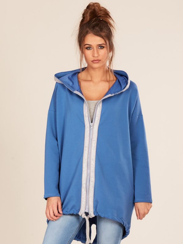 Wholesale Blue hoodie with lettering on the back