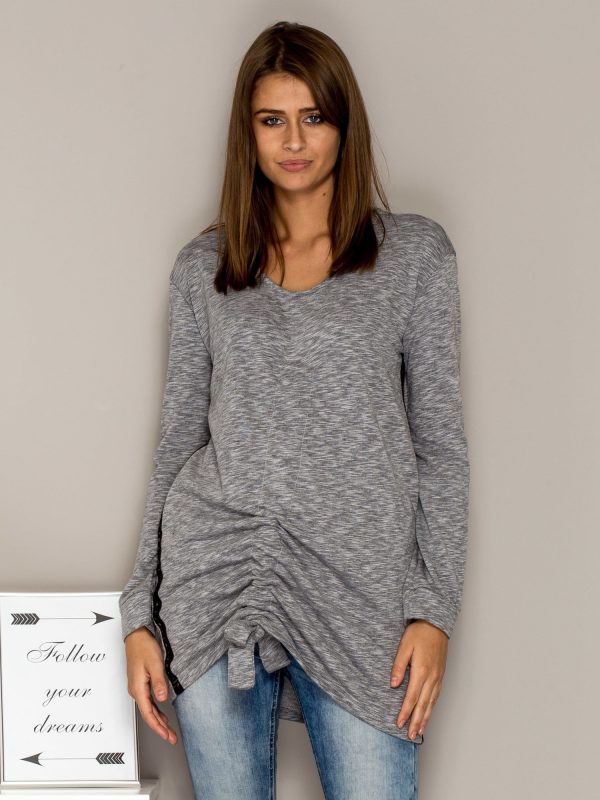 Wholesale Grey melange tunic with ribbing