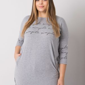 Wholesale Grey melange plus size blouse with Lily prints